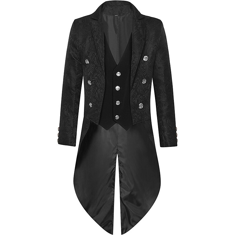 Retro Vintage Medieval Steampunk Coat Tailcoat Outerwear Prince Nobleman Solid Colored Fancy Dress Men's Steampunk Carnival Masquerade Party / Evening Adults' Coat