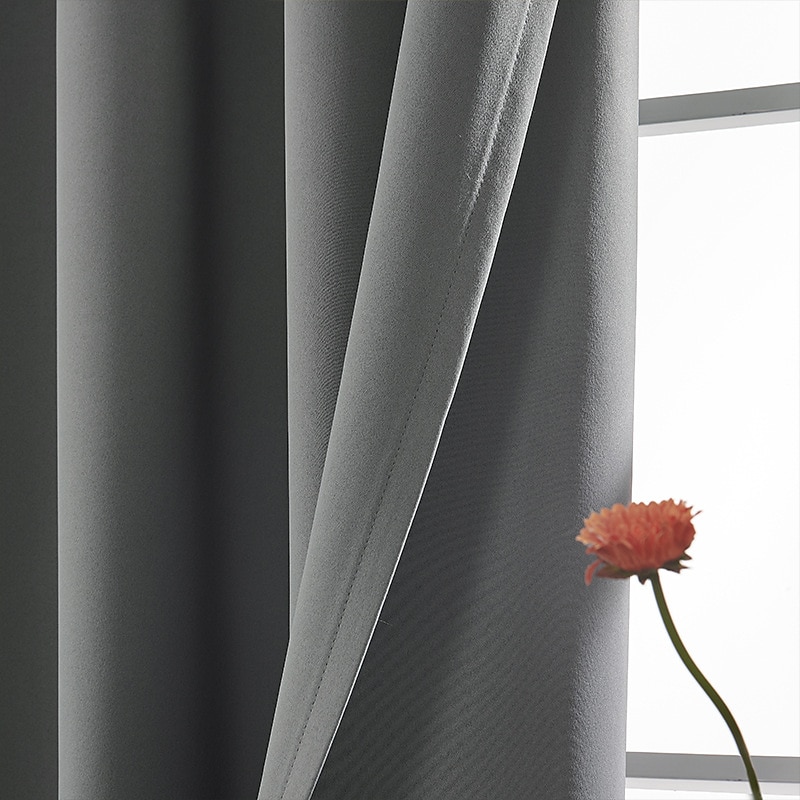 Grey Blackout Curtain 1 Panel Grommet Thermal Insulated Room Darkening Curtains for Bedroom and Living Room IKEA Series