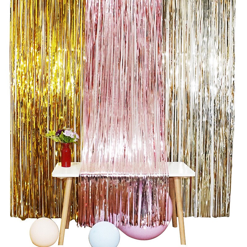 2*2m Rain Silk Curtain New House Tied with Wedding Room Hanging Curtain Romantic and Beautiful Wedding Banquet Colorful Strips Proposal Scenery Aluminum Foil Strip T-Table Decoration2