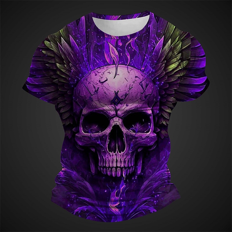 Men's Graphic Skull T Shirt Short Sleeve T shirt 3D Print Crew Neck Shirt Daily Designer Retro Vintage Sports Outdoor Holiday Going out Pink Red Burgundy Spring & Summer Clothing Apparel S M L XL 2XL4