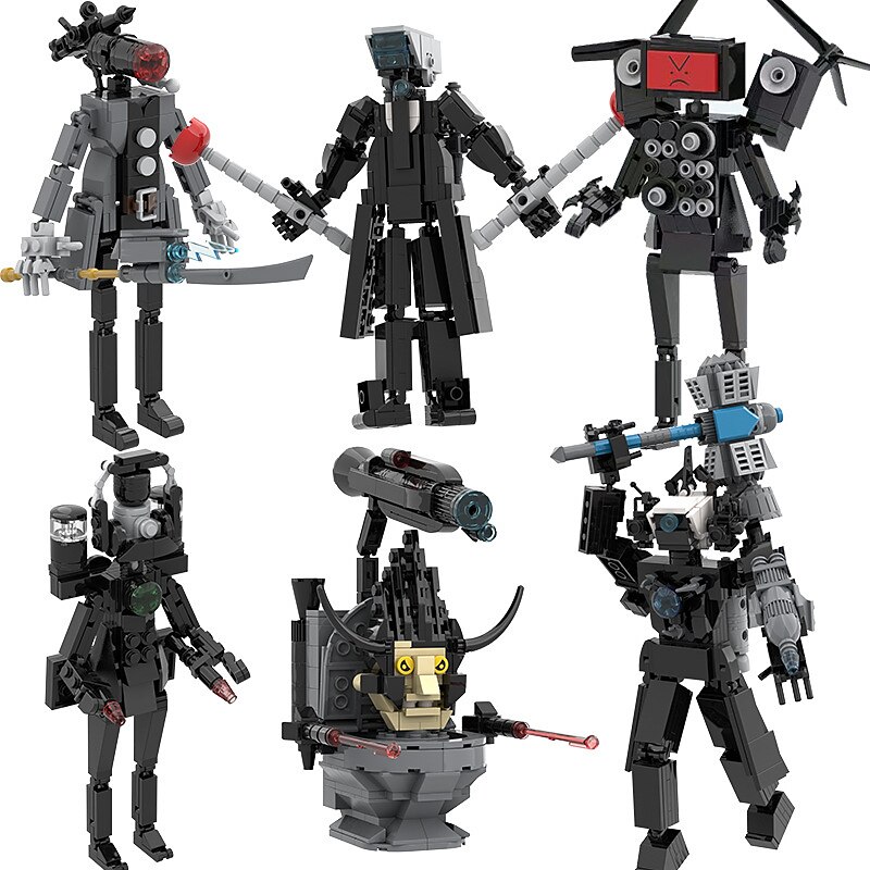 7 Pcs  Skibidi Toilet men Compatible with LE -GO building blocks Skibidi Toilet Man vs Monitor Man Titan TV Man Audio Man Toy3