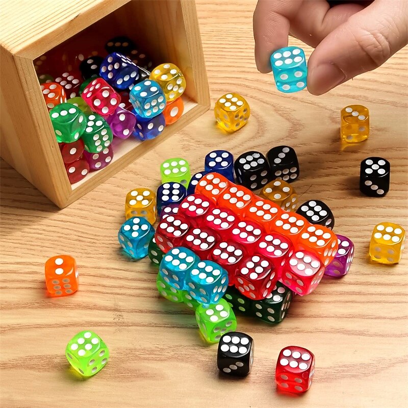 50 Pieces Colored Dice 6 Sided Dice for Board Games 14mm Bulk Dice for Math Learning Dice for Classroom2