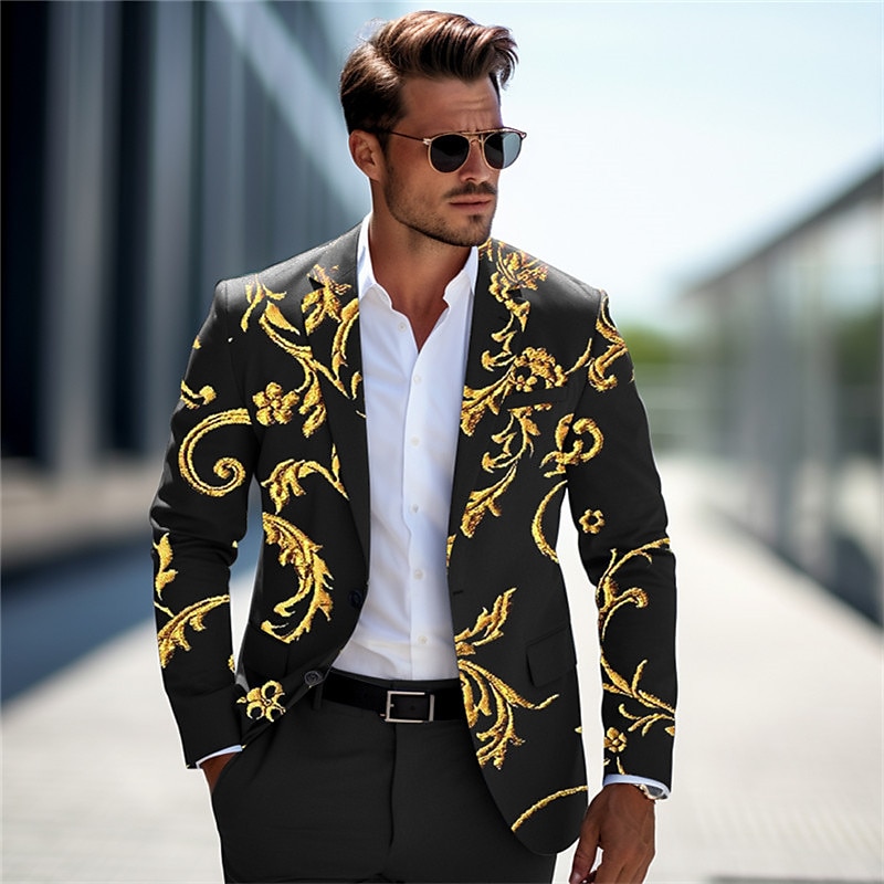 kentucky  derby Men's Floral Long Sleeve Turndown Business Work Wear to work Going out Buttons Print Multi Pocket