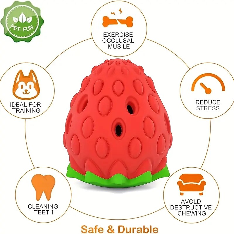 Strawberry Design Dog Ball Toys Dog Leaking Food Toy Rubber Chew Toys For Dog Molar Toy Interactive Toy3