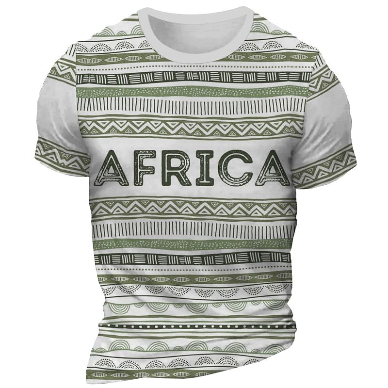 Men's Graphic Stripes South Africa T Shirt Short Sleeve T shirt 3D Print Crew Neck Shirt Daily Designer Retro Vintage Sports Outdoor Holiday Going out Red Blue Dark Green Spring & Summer Clothing