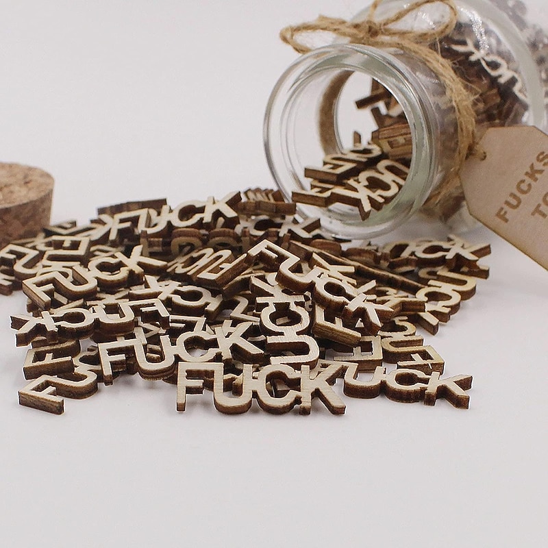 Women's Day Gifts Funny Valentine's Day Spot Jar of Fucks Gag Gift Wooden Letters For Venting Bad Emotions And Pranking Gifts Mother's Day Gifts for MoM4