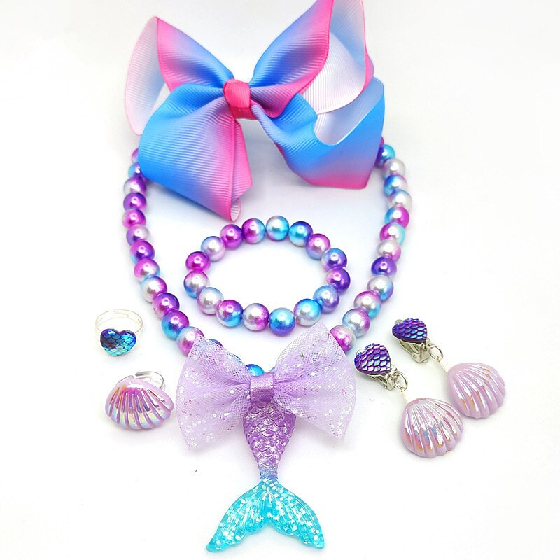 Festival Performance Props Princess Dress Accessories Set Mermaid Colored Jewelry Girl's Dress Accessories Children's
