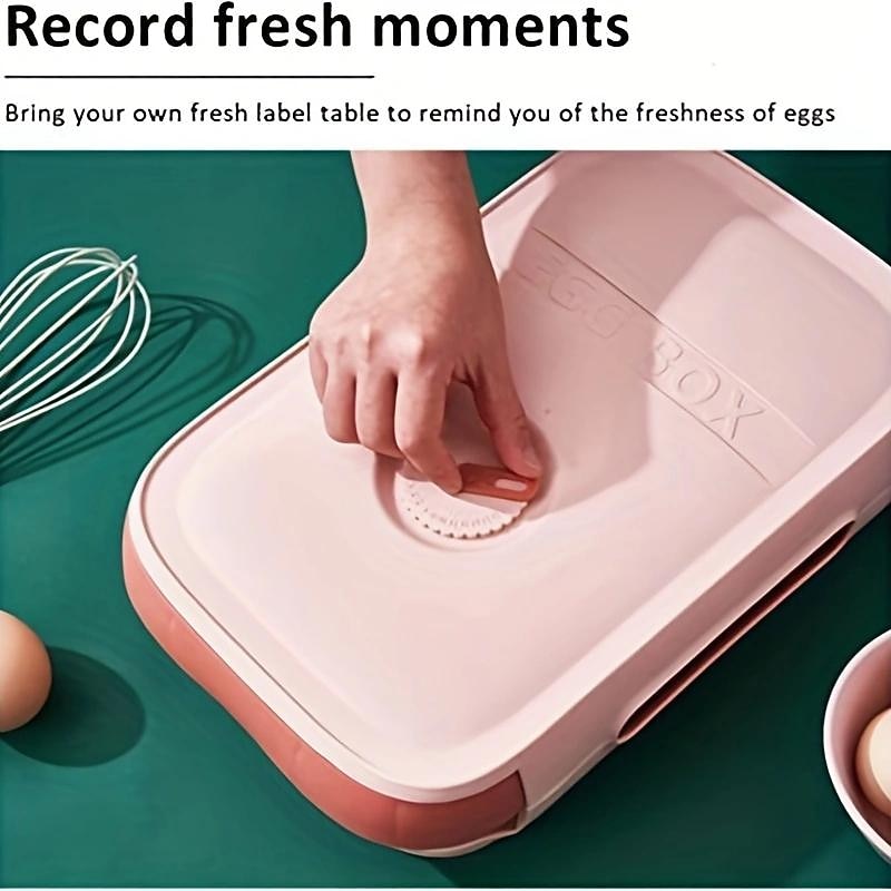 Plastic Stackable Egg Holder Storage Box, Drawer Rolling Refrigerator Eggs Organizer, Space Saver Container, Fresh-keeping Egg Tray, Kitchen Accessories3