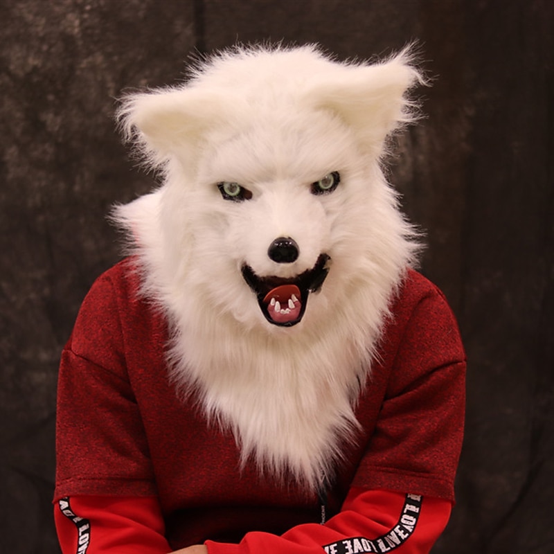 Carnival  Animal Fox Hair Mask Mouth Can Be Opened Bar Tiktok Halloween TablePerformance Props4