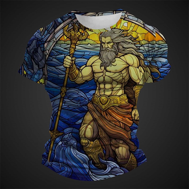 Men's Graphic Characters T Shirt Short Sleeve T shirt 3D Print Crew Neck Shirt Daily Designer Retro Vintage Sports Outdoor Holiday Going out Red Navy Blue Royal Blue Spring & Summer Clothing Apparel2