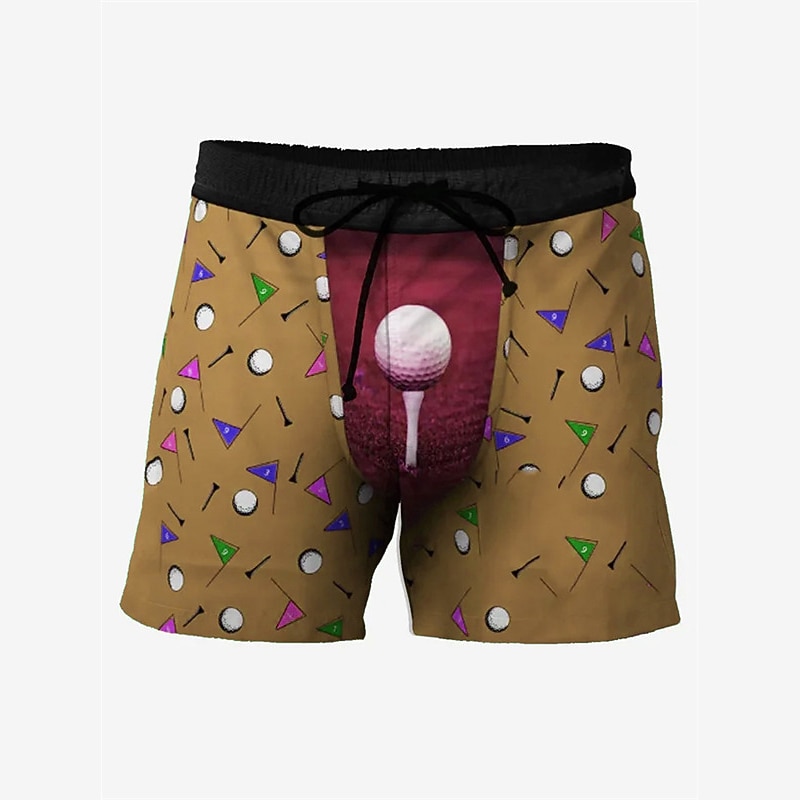 Men's Optical Illusion Graffiti Golf Swim Shorts Board Shorts Swimming Trunks Mid Waist Hawaiian Casual Holiday Beach Drawstring with Mesh lining Elastic Waist Designer Clothing Apparel3