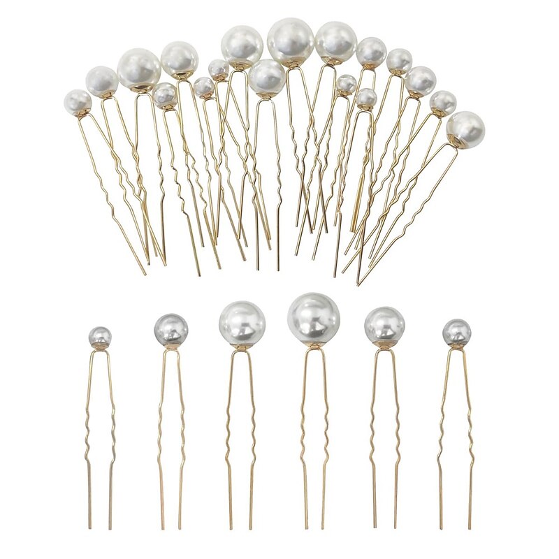 18 Pieces Wedding Pearl Hair Pins U Shape Barrette Wedding Vintage Pearl Rhinestone Hair Pins Accessorie For Brides Bridesmaid Women