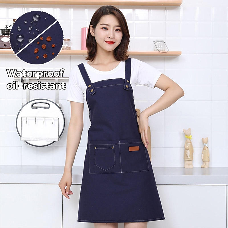 Canvas Waterproof and Oil Proof Apron Western Restaurant Hot Pot Restaurant Milk Tea Caf Waiter Kitchen Apron