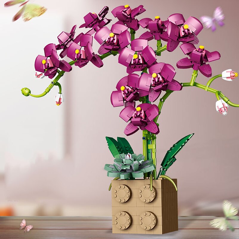 Women's Day Gifts Rose Flower Bouquet Building Blocks City Romantic Kit Friends Diy Assembly Bricks Toys For Girls Kids Gift Valentine's Day for Girls Mother's Day Gifts for MoM