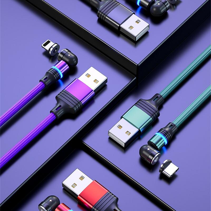 Multi Charging Cable 0.5m(1.5Ft) 3.3ft 6.6ft USB A to Lightning / micro / USB C 2.4 A Charging Cable Fast Charging Nylon Braided 3 in 1 Magnetic For Samsung Xiaomi Huawei Phone Accessory2
