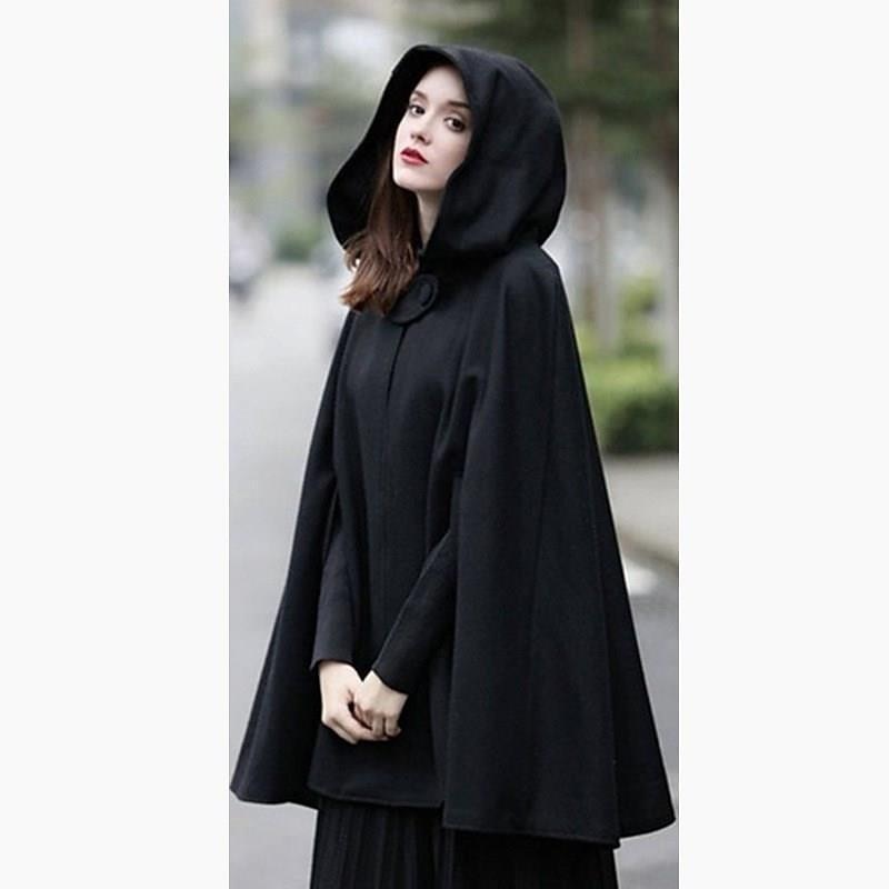 Retro Vintage Medieval Renaissance Cape Hooded Cloak Shawls Viking Bridal Ranger Solid Color Fancy Dress Men's Women's Celtic Viking Fantasy Halloween Carnival Carnival Halloween Masquerade Adults'4