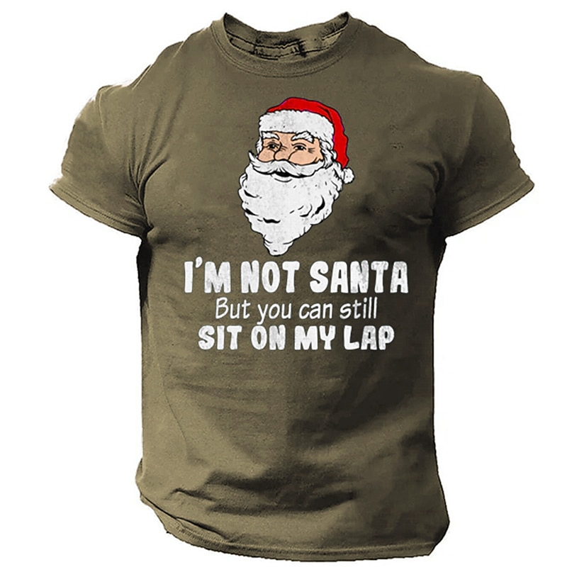 Christmas Men's Santa Claus funny christmas T Shirt Cotton Short Sleeve Graphic Shirt Black Red Army Green Comfortable Tee Sports Outdoor Holiday Fashion Designer Clothing