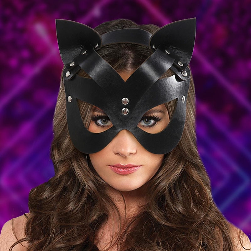 Punk & Gothic Mask Cat Solid Color Fancy Dress Men's Women's Halloween Masquerade Carnival Halloween Masquerade Adults' Mask4