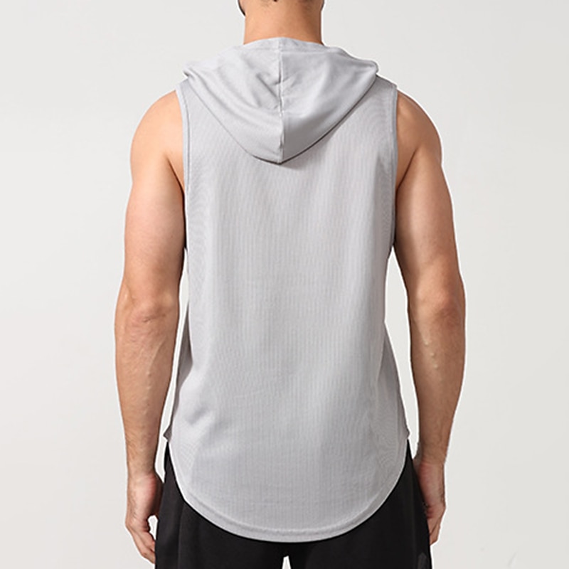 Men's Men Tops Tank Sleeveless Hoodie Hooded Sleeveless Sports & Outdoor Vacation Going out Casual Daily Gym Quick dry Breathable Soft Plain Black White Activewear Fashion Sport3