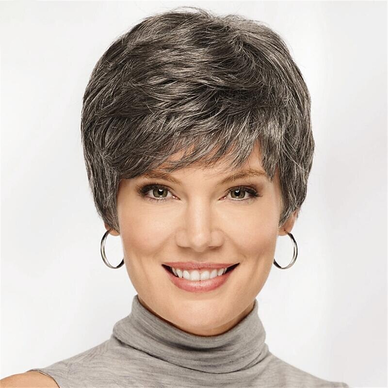 Synthetic Wig Curly With Bangs Machine Made Wig Short A1 A2 A3 A4 A5 Synthetic Hair Women's Soft Fashion Easy to Carry Blonde Brown Silver