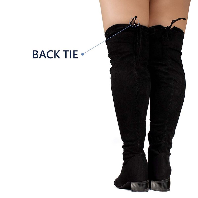 Women's Wide Calf Over-the-Knee Boots – Stretch Suede Low Heel Wide Width Thigh High Boots for Curvy Legs, Fall and Winter Casual Wear2