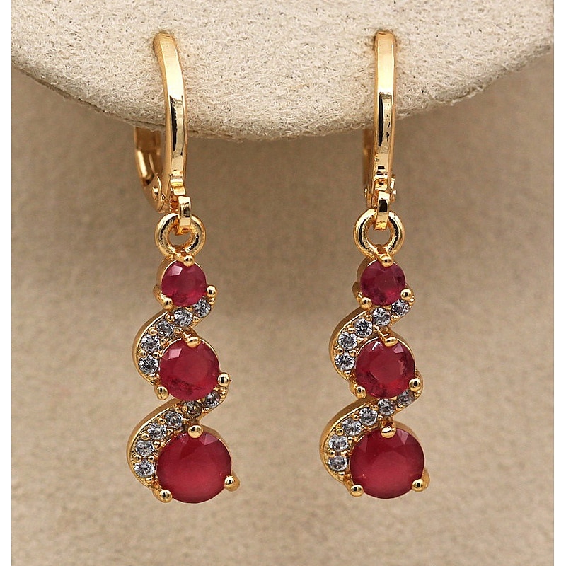 Women's Drop Earrings Earrings Vintage Style Joy Elegant Vintage Fashion Luxury Sweet Earrings Jewelry Light Red / Green / Rainbow For Wedding Halloween Gift 1 Pair