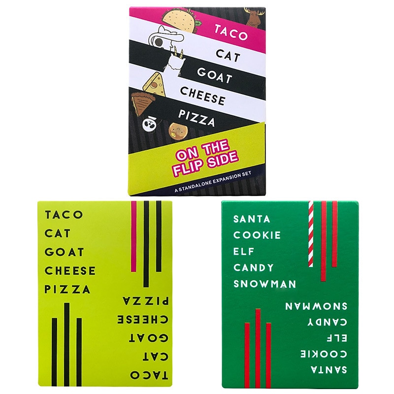 English Taco Cat Goat Cheese Pizza Board Game Cards Santa Cookie Elf Candy
