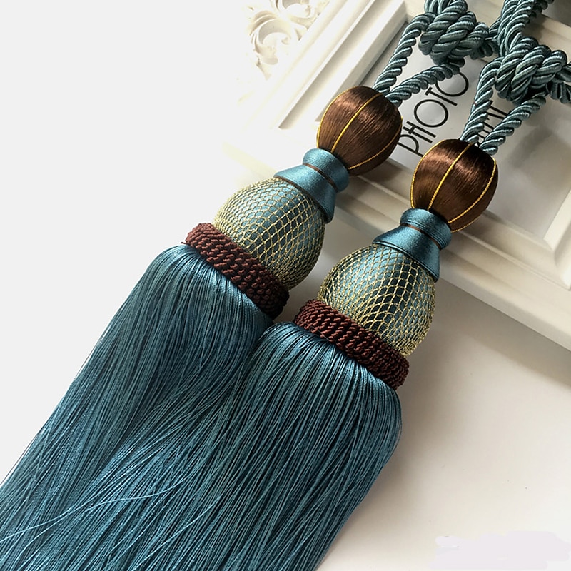 Curtain Rope with Tassels Tiebacks Tennis Ball Curtain Holder Hanging Belts Ropes Clips Fastener Tieback Curtains Accessories2
