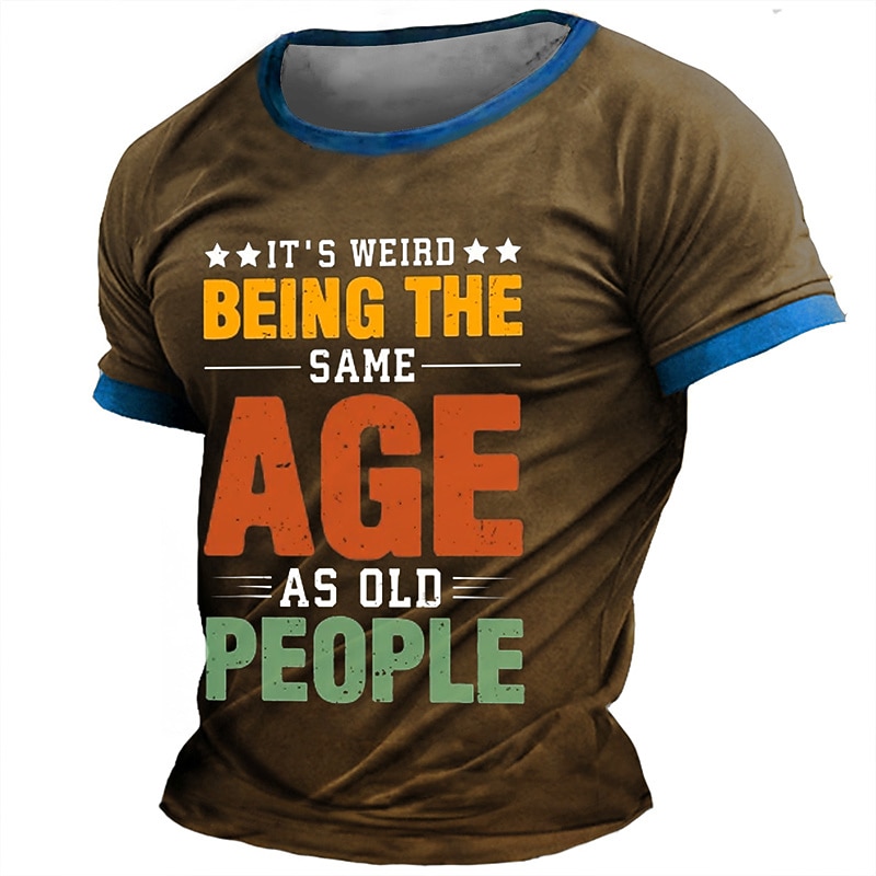 Men's Graphic Letter T Shirt Short Sleeve T shirt 3D Print Crew Neck Shirt Daily Designer Retro Vintage Sports Outdoor Holiday Going out Black Brown Army Green Spring & Summer Clothing Apparel S M L2