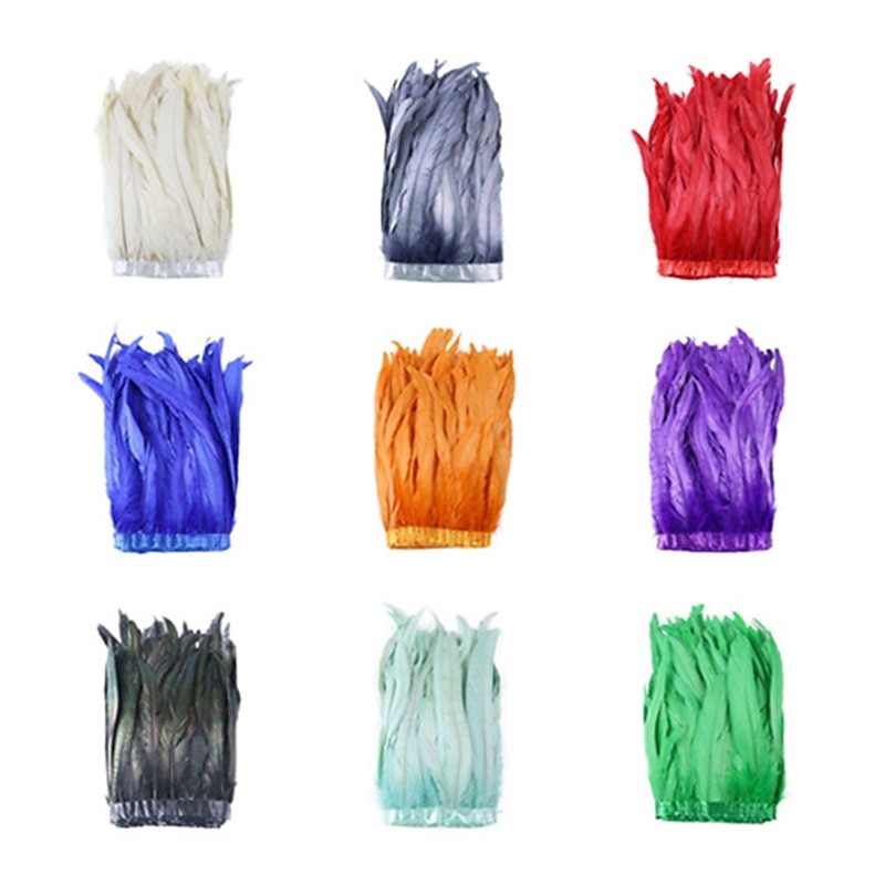 Diy Jewelry Accessories 25-30cm Rooster Tail Cloth With Colorful Skirt Decoration Performance Real Feather Clothing Accessories - Main Image