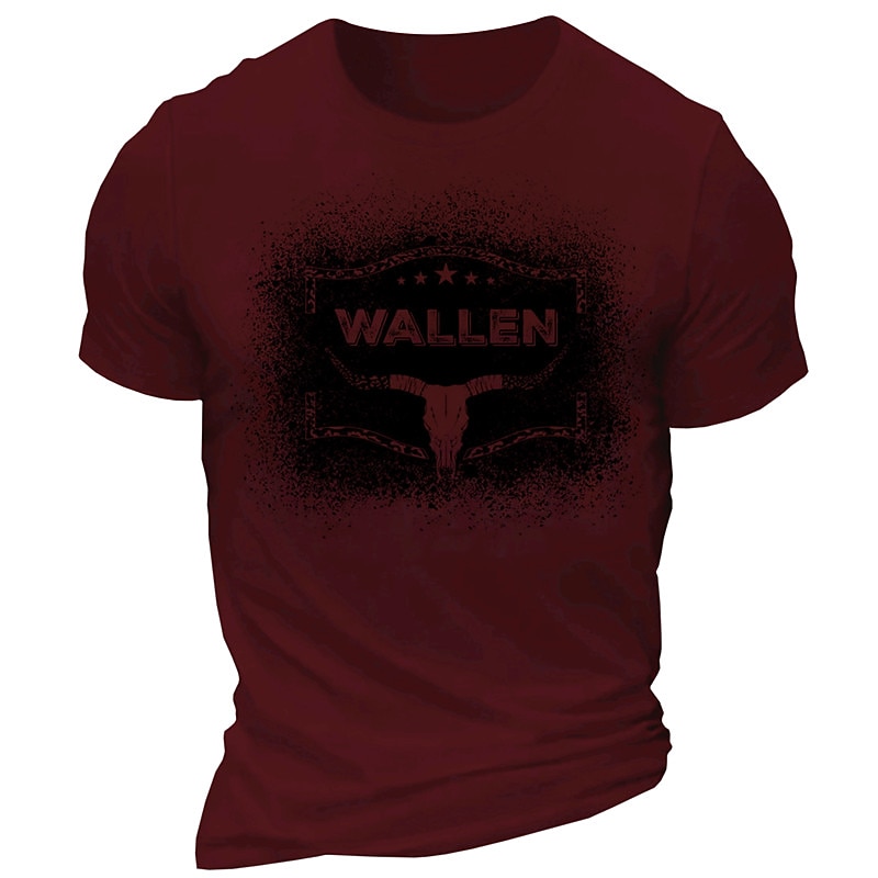 Men's Cowboy T Shirt Tee Top 100% Cotton Short Sleeve Graphic Shirt White Burgundy Army Green Comfortable Tee Sports Outdoor Holiday Fashion Designer Clothing2