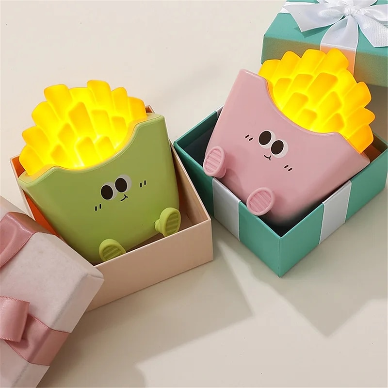 Cartoon Creative French Fries Night Light USB Rechargeable Touch Control Night Lamp Desktop Ornaments for Kid's Birthday Gift  1PC4
