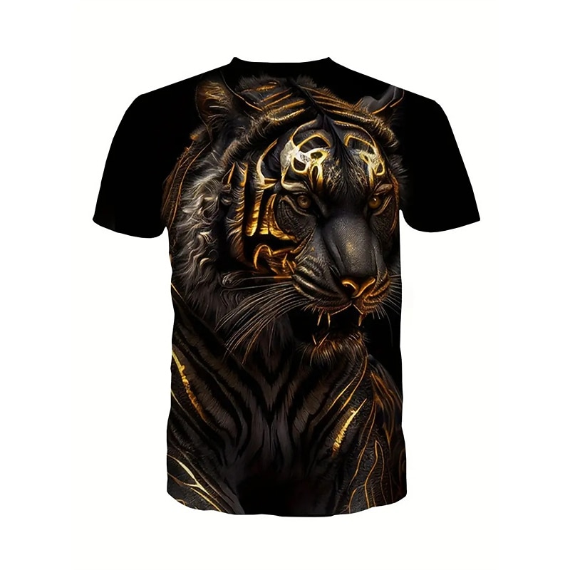 Men's Graphic Animal Tiger T Shirt Short Sleeve T shirt 3D Print Crew Neck Shirt Daily Designer Retro Vintage Sports Outdoor Holiday Going out Yellow Blue Orange Spring & Summer Clothing Apparel S M2