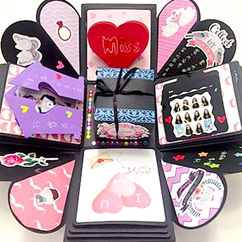 Quadrilateral Surprise Explosion Box DIY Handmade Creative Photo Album Couple Gift Day Valentine's Day4