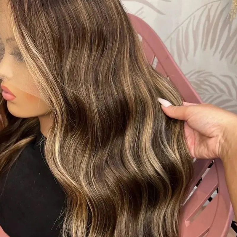 Human Hair 13x4 Lace Front Wig Middle Part Brazilian Hair Wavy Multi-color Wig 130% 150% Density with Baby Hair 100% Virgin Pre-Plucked For Women Long Human Hair Lace Wig2