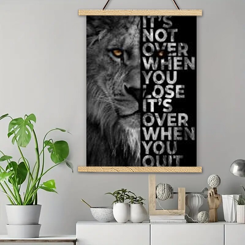 Animal Lion Letters Inspirational Quotes Couple Picture Posters With Hanger Wall Art Canvas Prints Painting Home Decoration Dcor Rolled Canvas No Frame4