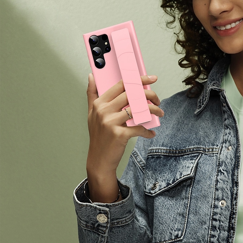 Phone Case For Samsung Galaxy S25 S24 S23 Ultra Plus S22 Plus  Ultra Back Cover with Wrist Strap Shockproof Retro PC4