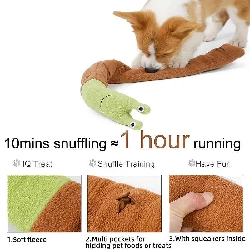 Interactive Snail Dog Toy - Plush Puzzle Treat Dispenser and Slow Feeder for Snuffle and Play4