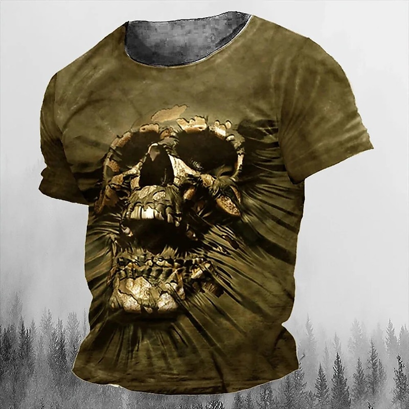 Men's Graphic Skulls T Shirt Halloween Shirt Tee Short Sleeve T shirt 3D Print Crew Neck Shirt Vintage Fashion Designer Outdoor Casual Daily Black Yellow Blue Spring & Summer Clothing Apparel S M L4