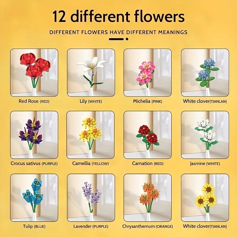 Women's Day Gifts Building Blocks Bouquet Small Particles Of Immortal Roses Girls Puzzle Assembled Flower Toys Girls Series Valentine's Day Gift Mother's Day Gifts for MoM4