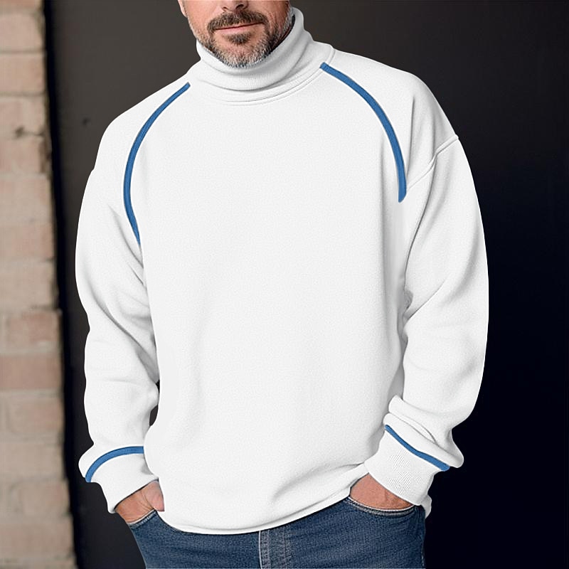 Men's Waffle Tee Waffle Shirt T Shirt Tee Top Long Sleeve Turtleneck Spring &  Fall Color Block Fashion Designer Basic Patchwork Vacation Street Going out Dark Grey White Navy Blue Top Tee for Men