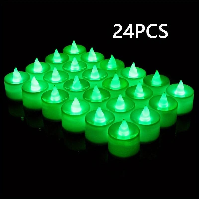 24/50pcs LED Electronic Candle Lamp, Round White Shell Nightlight, Small LED Light, For Valentine's Day, Christmas, Various Holiday Decoration