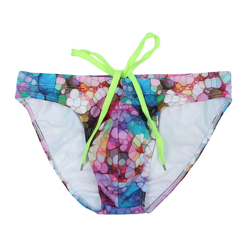 Men's Swim Briefs Daily Beach Breathable Quick Dry Drawstring Elastic Waist Color Block Short Sport Casual Activewear Wine Red Pink Micro-elastic2