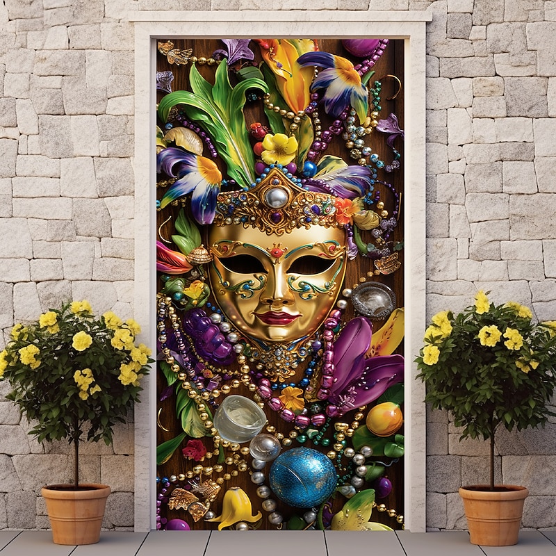 Carnival Festival Door Covers Door Tapestry Door Curtain Decoration Backdrop Door Banner for Front Door Farmhouse Holiday Party Decor Supplies