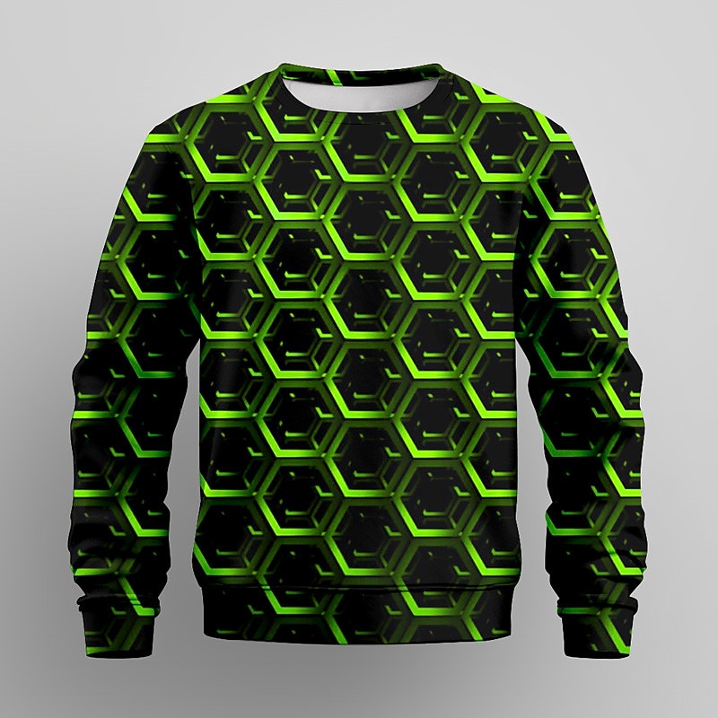 Boys 3D Geometric Sweatshirt Pullover Long Sleeve 3D Print Spring Fall Fashion Streetwear Cool Kids 3-12 Years Crew Neck Outdoor Casual Daily Regular Fit - Main Image