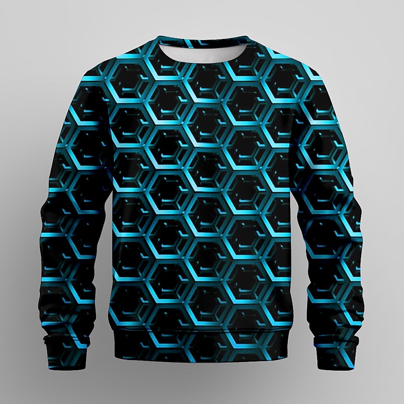 Boys 3D Geometric Sweatshirt Pullover Long Sleeve 3D Print Spring Fall Fashion Streetwear Cool Kids 3-12 Years Crew Neck Outdoor Casual Daily Regular Fit3