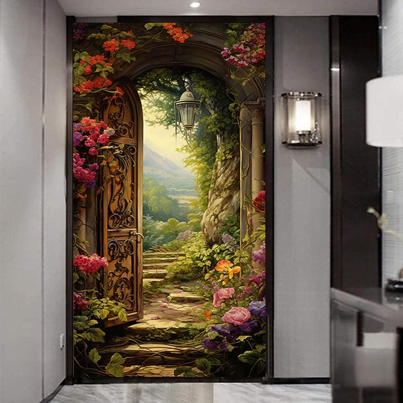 Cool Wallpapers Wall Mural Floral Stairs Abstract 3D Home Decoration Cartoon Landscape Wall Covering, Canvas PVC / Vinyl Material Adhesive required=