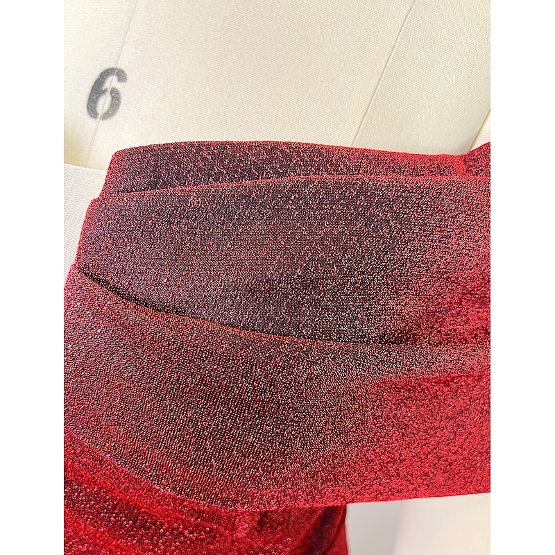 A-Line Evening Gown Sparkle & Shine Dress Formal Fall Court Train Sleeveless Off Shoulder Sequined with Sequin Slit Masquerade Dress4