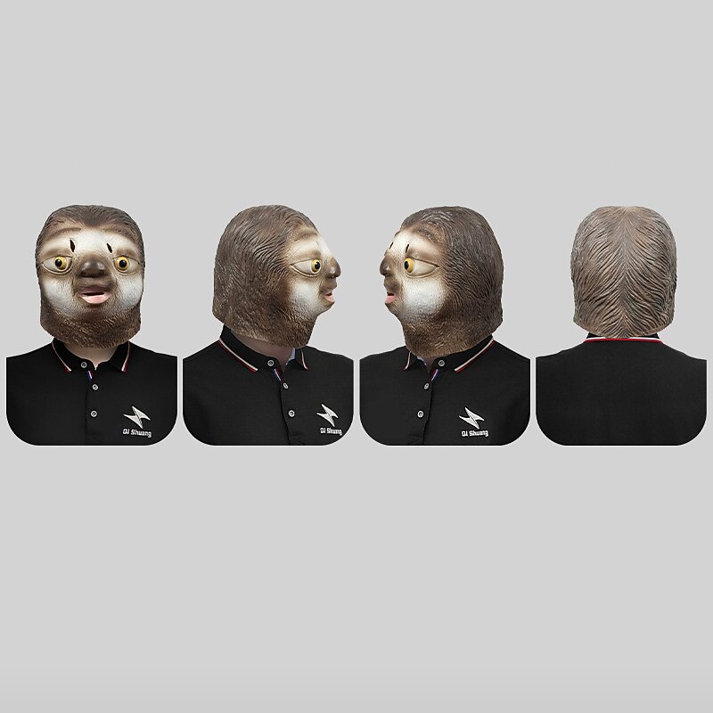 Carnival Cute Sloth Animal Head Mask Makeup Ball Funny Latex Headwear Halloween Party Performance Props3