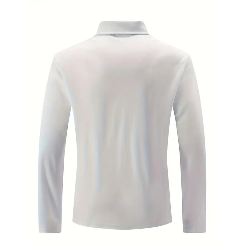 Men's Polo Shirt Button Up Polos Casual Sports Lapel Long Sleeve Fashion Basic Plaid Color Block Button Front Pocket Spring &  Fall Regular Fit Black White Navy Blue Polo Shirt3